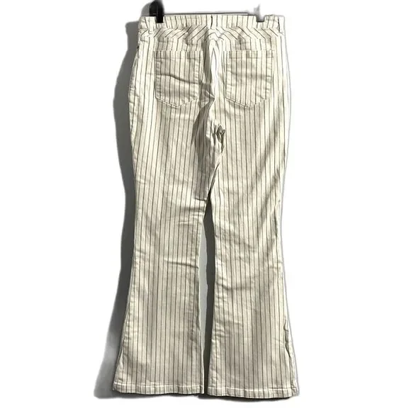 Chelsea & Violet Flare Leg Bell Bottom Jeans White Striped Size 31 Waist - Picture 5 of 9